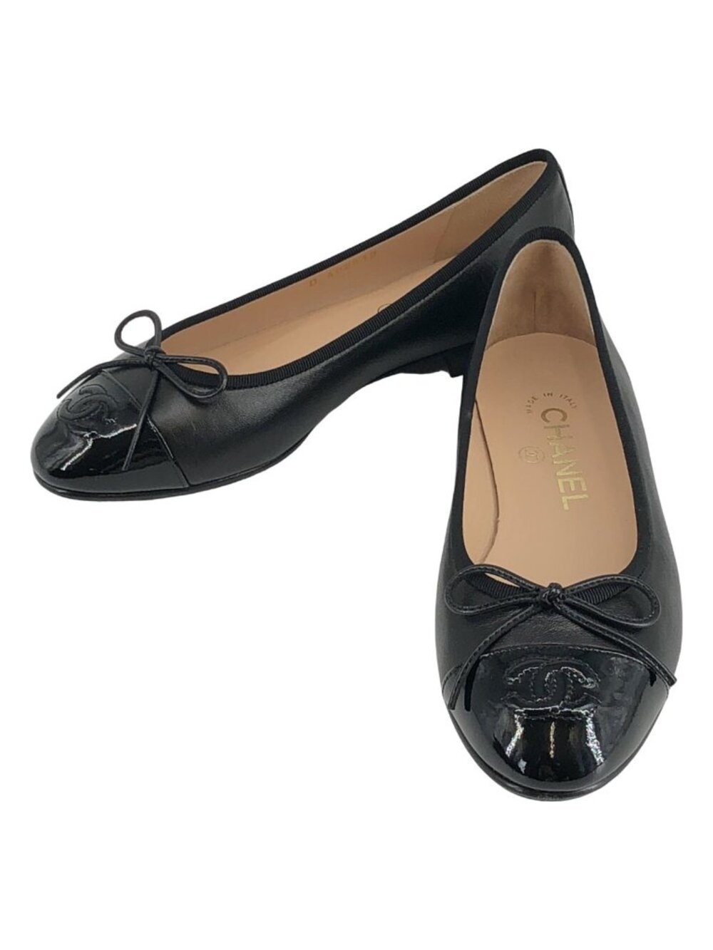 Chanel Ballerina Ballet Shoes White Gray